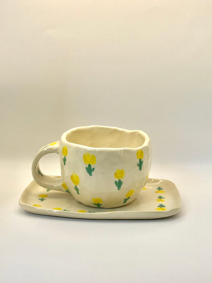 Floral Mug & Saucer Set
