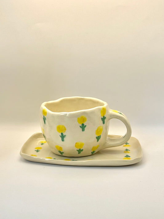 Floral Mug & Saucer Set